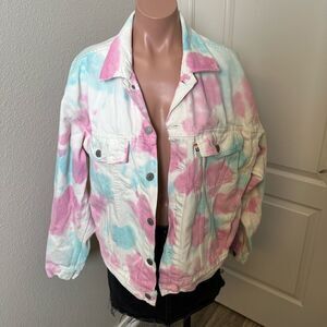 Levi’s Oversized Use your Voice Tie-Dye Denim Jacket Sz S